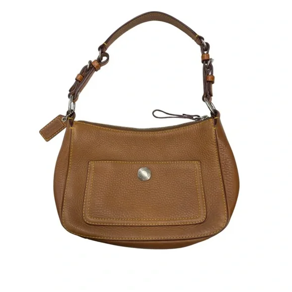 Coach Vintage Y2K Chelsea Leather Hobo Shoulder Bag brown yellow stitch Coach - Picture 8 of 14